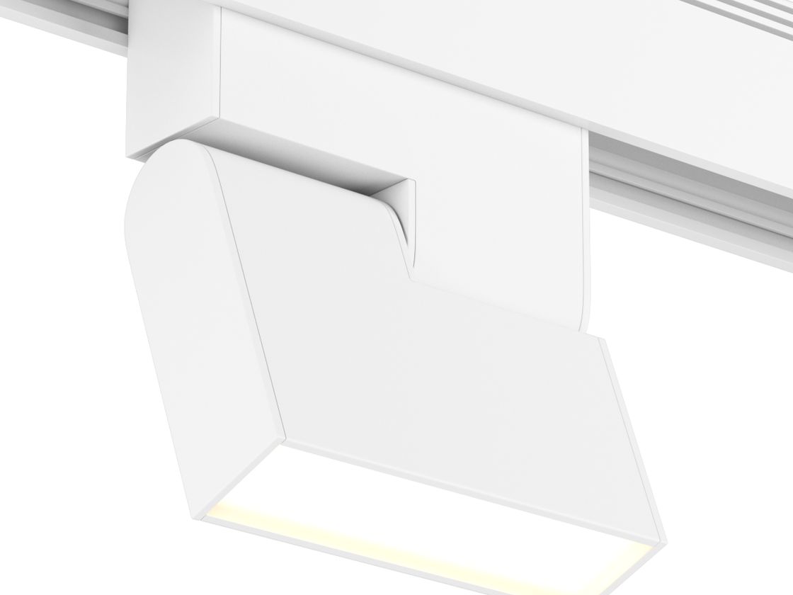 Трековый светильник SY белый, включённый свет, вид сбоку