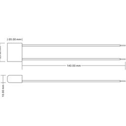 Чертеж байпаса ES-B-BP с размерами корпуса и проводов