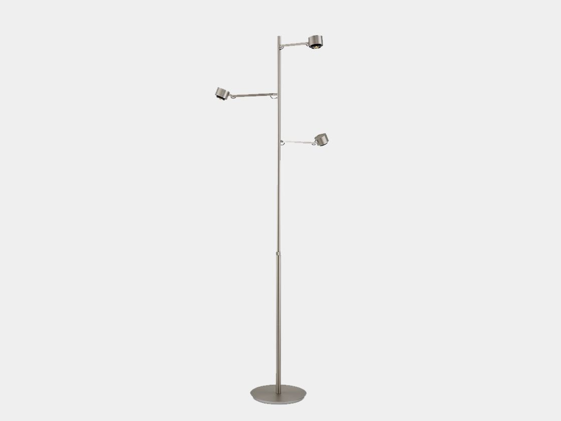 Напольный светильник никель с тремя поворотными головами