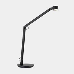 Черный настольный светильник на круглом основании, вид сбоку