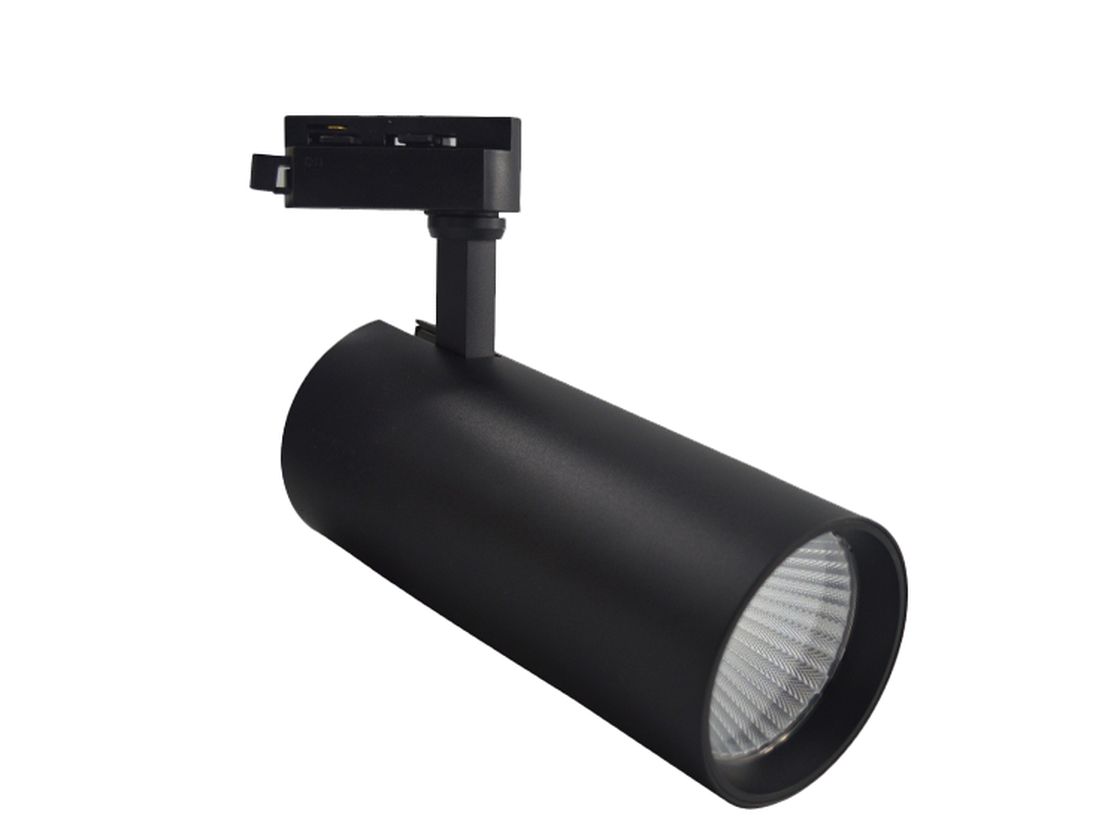 Трековый спот черный, вид спереди справа