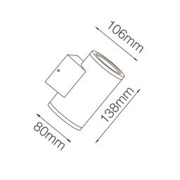 Схема габаритов настенного светильника, размеры 138×106 мм