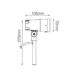 Схема габаритов светильника PORA, 135×70×270 мм