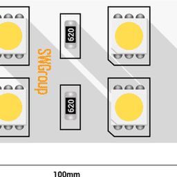Схема сегмента ленты 24В, резка 100 мм