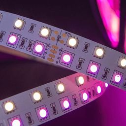 Фрагмент ленты SMD5050 RGBW, светодиоды крупным планом