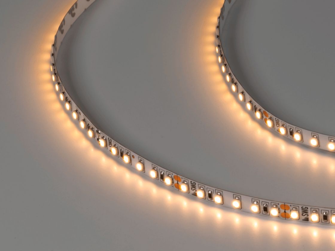 Светодиодная лента 3528, 120 LED/м, 9,6 Вт/м, 24В , IP20, Цвет: Теплый белый, SWG3120-24-9.6-WW-M