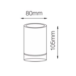 Схема габаритов светильника: диаметр 80 мм, высота 105 мм