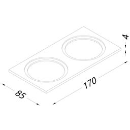 Рамка двойная для MINI COMBO, квадратная, черная алюминиевая, MINI-COMBO-S2-BL