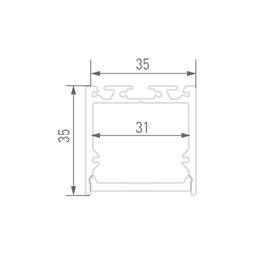 Чертеж сечения профиля 35×35 и ширина ленты 31