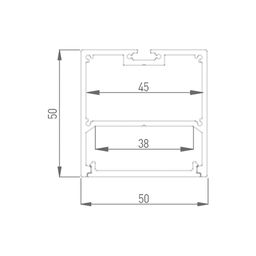 Чертеж сечения профиля LS 5050, размеры 50×50