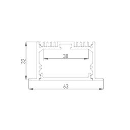 Сечение алюминиевого профиля LE 6332, размеры 63×32