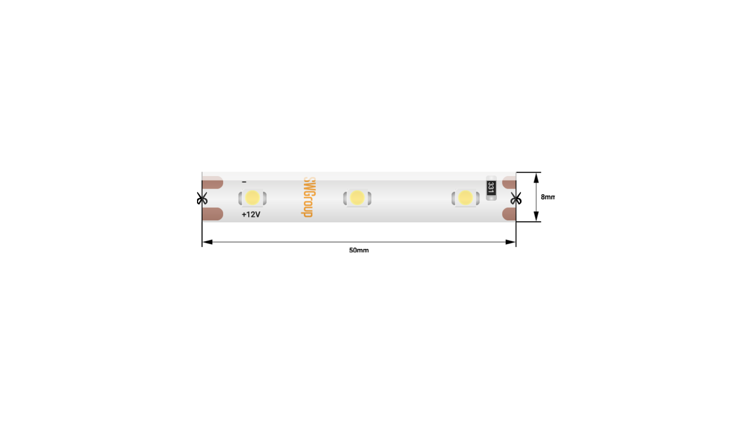 Светодиодная лента 3528, 60 LED/м, 4,8 Вт/м, 12В , IP20, Цвет: Желтый SWG SWG360-12-4.8-Y-M SWG360-12-4.8-Y-M