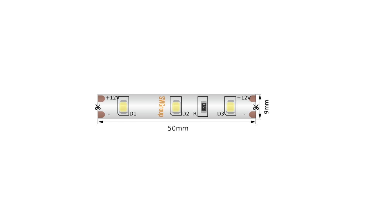 Светодиодная лента  2835, 60 LED/м, 4,8 Вт/м, 12В , IP66, Цвет: Теплый белый SWG SWG260-12-4.8-WW-66-M SWG260-12-4.8-WW-66-M