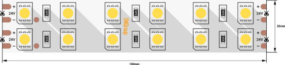 Светодиодная лента 5050, 120 LED/м, 28,8 Вт/м, 24В , IP20, Цвет: RGB + теплый белый, SWG5120-24-28.8-W-M