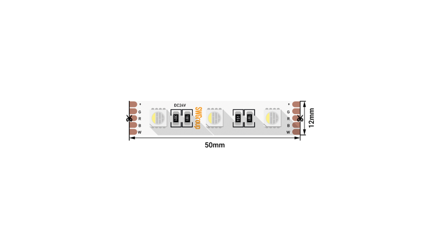 Светодиодная лента 5050, 60 LED/м, 19,2 Вт/м, 24В , IP20, Цвет: RGB + теплый белый, SWG560-24-19.2-RGBWW-M SWG SWG560-24-19.2-RGB+WW-M SWG560-24-19.2-RGB+WW-M