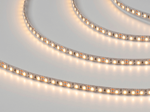 Фото Светодиодная лента 3528, 120 LED/м, 9,6 Вт/м, 12В , IP20, Цвет: Теплый белый, SWG3120-12-9.6-WW-M от магазина SWGShop.ru