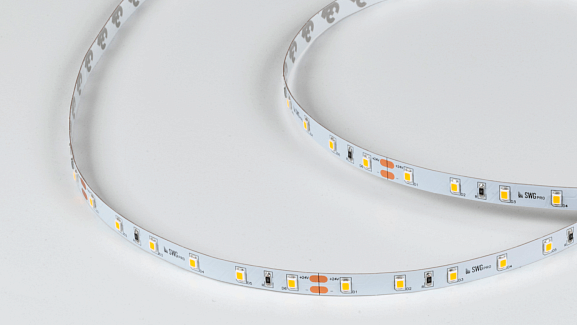 Фото Светодиодная лента SWG PRO 2835, 60 LED/м, 4,8 Вт/м, 24В , IP20, Цвет: Теплый белый, SWG2P60-24-4.8-WW от магазина SWGShop.ru
