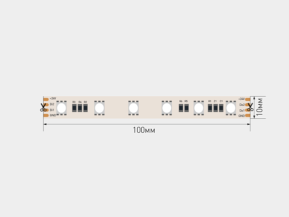 Фото Светодиодная лента SPI, 5050, 60 LED/м, 14,4 Вт/м, 24В , IP20, Цвет: RGB, SWG5PT60-24-14,4-WS2811RGB от магазина SWGShop.ru
