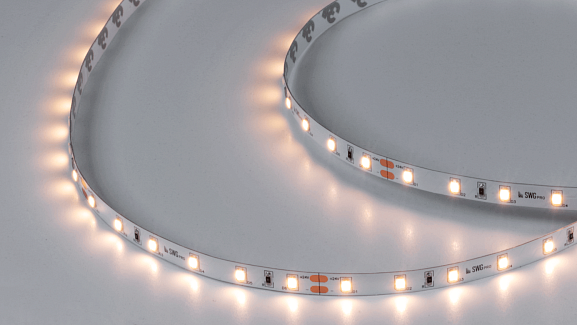 Фото Светодиодная лента SWG PRO 2835, 60 LED/м, 4,8 Вт/м, 24В , IP20, Цвет: Теплый белый, SWG2P60-24-4.8-WW от магазина SWGShop.ru