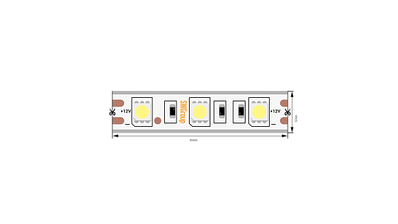 Фото Светодиодная лента 5050, 60 LED/м, 14,4 Вт/м, 12В , IP68, Цвет: Холодный белый, SWG560-12-14.4-W-68-М от магазина SWGShop.ru