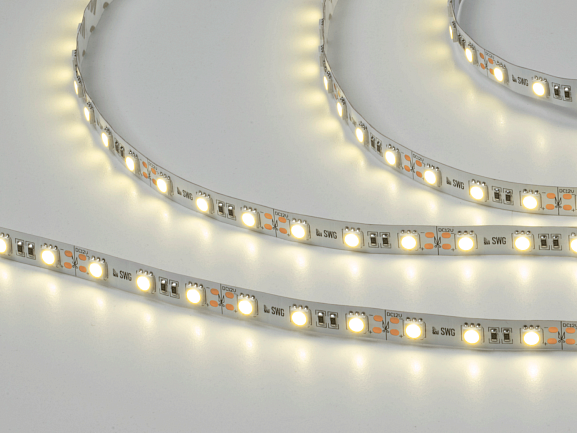 Фото Светодиодная лента 5050, 60 LED/м, 14,4 Вт/м, 12В , IP20, Цвет: Нейтральный белый, SWG560-12-14.4-NW-M от магазина SWGShop.ru