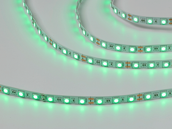 Фото Светодиодная лента 5050, 60 LED/м, 14,4 Вт/м, 12В , IP20, Цвет: Зеленый, ECO-SWG560-12-14.4-G от магазина SWGShop.ru