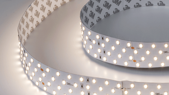 Фото Светодиодная лента SWG PRO 2835, 280 LED/м, 26 Вт/м, 24В , IP20, Цвет: Нейтральный белый, SWG2P280-24-26-NW-20 от магазина SWGShop.ru