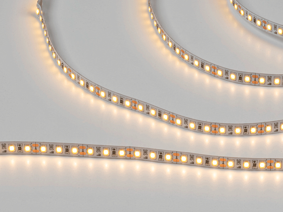 Фото Светодиодная лента 2835, 120 LED/м, 12 Вт/м, 12В , IP20, 3M, Цвет: Теплый белый, SWG2120-12-12-WW-M от магазина SWGShop.ru