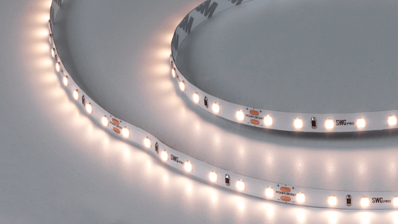 Фото Светодиодная лента SWG PRO 2835, 84 LED/м, 8,6 Вт/м, 24В , IP20, Цвет: Теплый белый, SWG2P84-24-8.6-WW от магазина SWGShop.ru