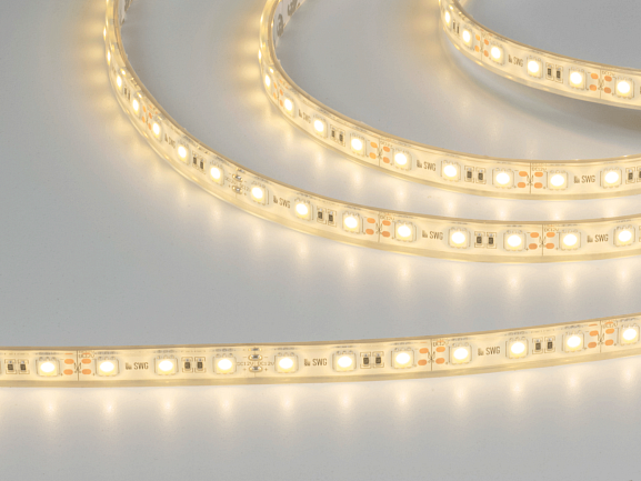 Фото Светодиодная лента 5050, 60 LED/м, 14,4 Вт/м, 12В , IP68, Цвет: Теплый белый, SWG560-12-14.4-WW-68-M от магазина SWGShop.ru