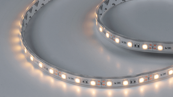 Фото Светодиодная лента 5050, 60 LED/м, 14,4 Вт/м, 12В , IP66, Цвет: Теплый белый, SWG560-12-14.4-WW-66-M от магазина SWGShop.ru