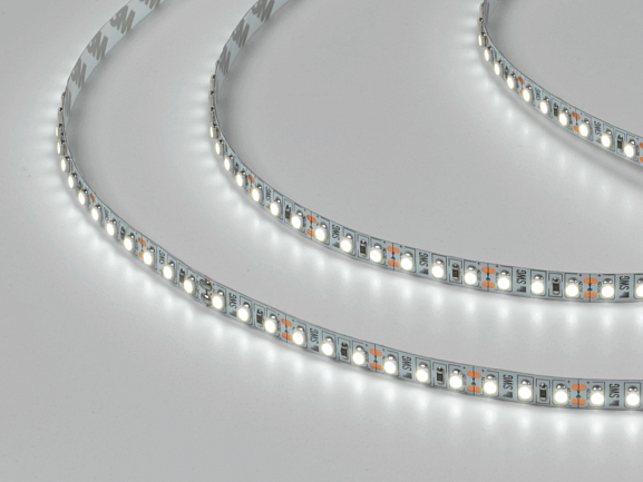 Фото Светодиодная лента 3528, 120 LED/м, 9,6 Вт/м, 12В , IP20, Цвет: Холодный белый, SWG3120-12-9.6-W-M от магазина SWGShop.ru