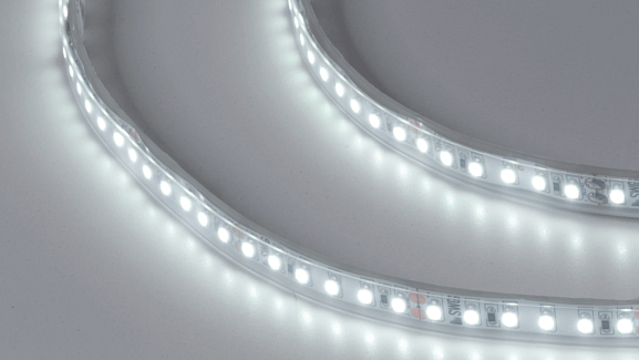 Фото Светодиодная лента 3528, 120 LED/м, 9,6 Вт/м, 24В , IP66, Цвет: Холодный белый, SWG3120-24-9.6-W-66-M от магазина SWGShop.ru