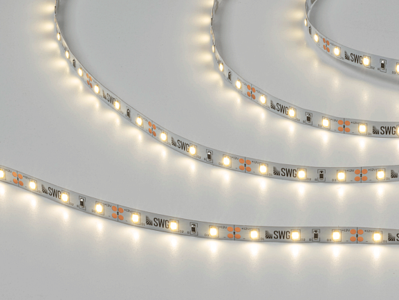 Фото Светодиодная лента  2835, 60 LED/м, 6,3 Вт/м, 12В , IP20, Цвет: Нейтральный белый, SWG260-12-6.3-NW-M от магазина SWGShop.ru