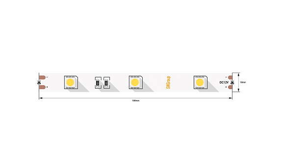 Фото Светодиодная лента 5050, 30 LED/м, 7,2 Вт/м, 12В , IP20, Цвет: Теплый белый, SWG530-12-7.2-WW-M от магазина SWGShop.ru