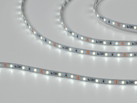 Фото Светодиодная лента 2835, 60 LED/м, 4,8 Вт/м, 12В , IP20, 3M, Цвет: Холодный белый, SWG260-12-4.8-W-M от магазина SWGShop.ru