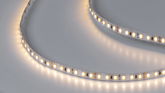 Фото Светодиодная лента 2835, 120 LED/м, 9,6 Вт/м, 24В , IP20, 3M, Цвет: Теплый белый, SWG2120-24-9.6-WW-M от магазина SWGShop.ru